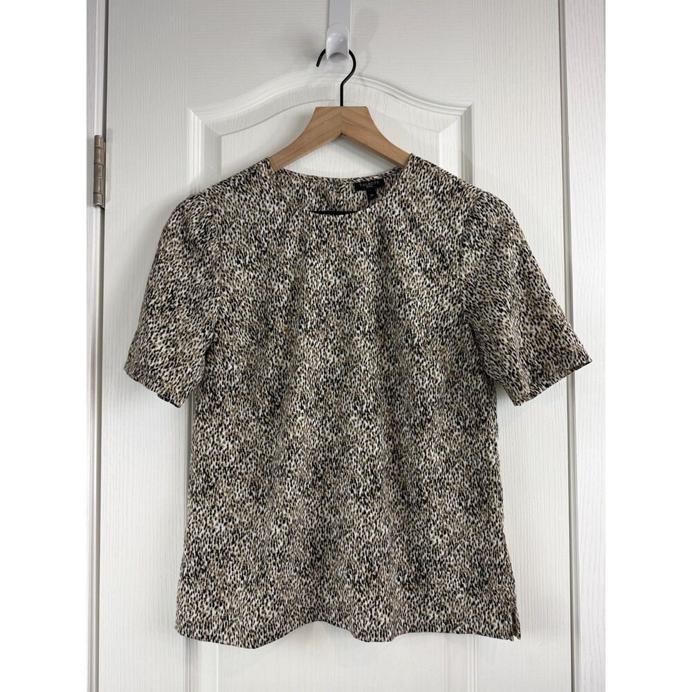 Talbots Petites Leopard Animal Print Short Sleeve Blouse Women’s 4P
